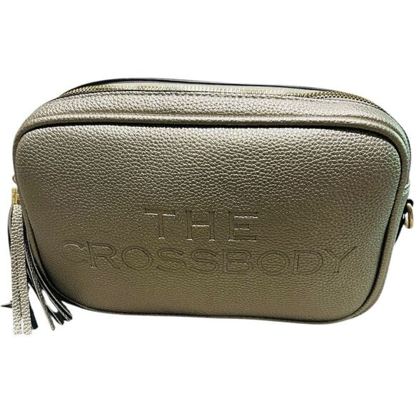 THE CROSSBODY Gold Designer Textured Shoulder Crossbody Bag - Picture 3 of 7